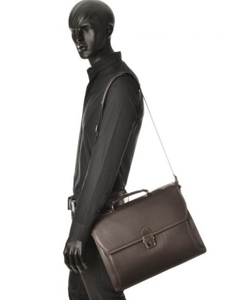 Briefcase 2 Compartments Etrier Brown flandres 22148 other view 2