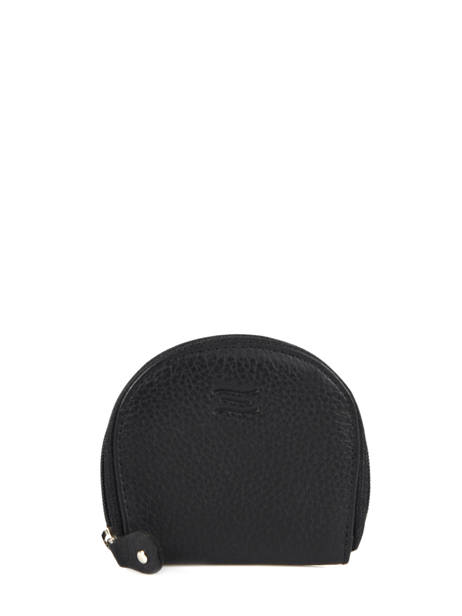 Leather Money Purse Crinkles Black caviar 14291