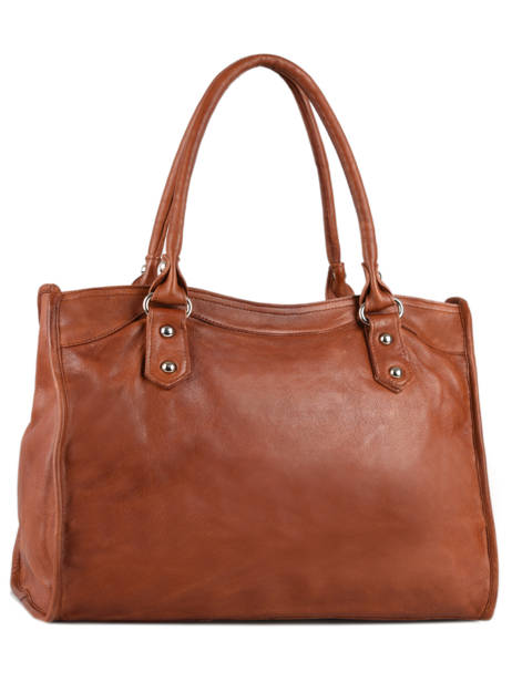 Leather Pop Tote Bag Basilic pepper Brown pop BPOC31 other view 4