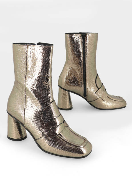 Heeled  Boots In Leather Semerdjian Gold accessoires F808K4 other view 3