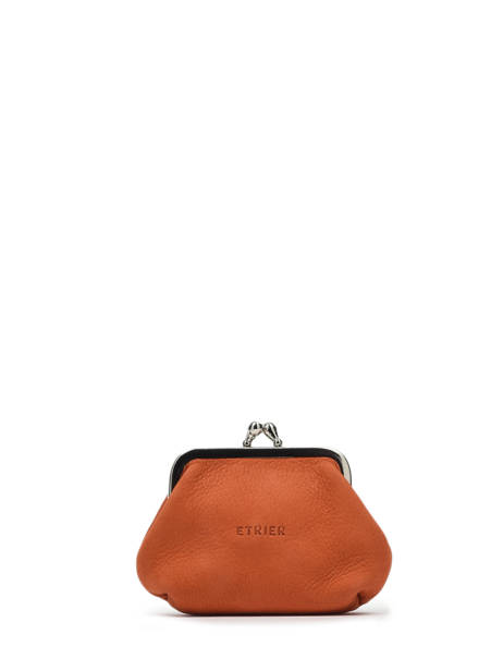 Leather Coin Purse Etincelle Nubuck Etrier Orange etincelle nubuck EETN654