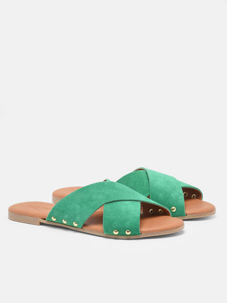 Slippers Vuma In Leather Pieces Green women 17123021 other view 2