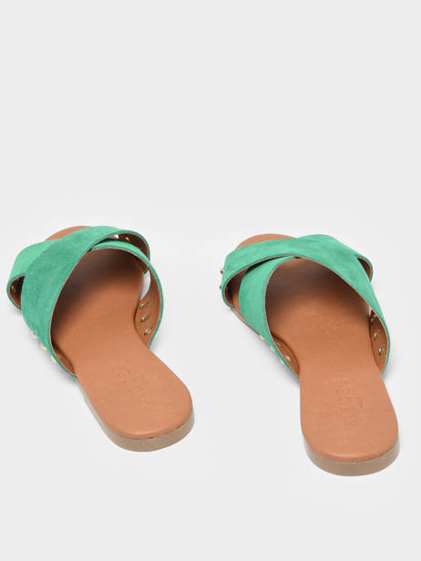 Slippers Vuma In Leather Pieces Green women 17123021 other view 3