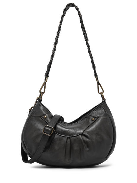 Hobo Bag Dewashed Leather Milano Black dewashed DE22111
